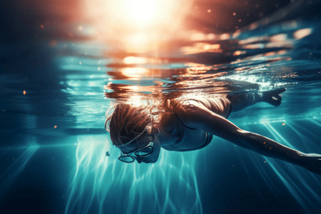 潜水的女孩潜水少年高清图片