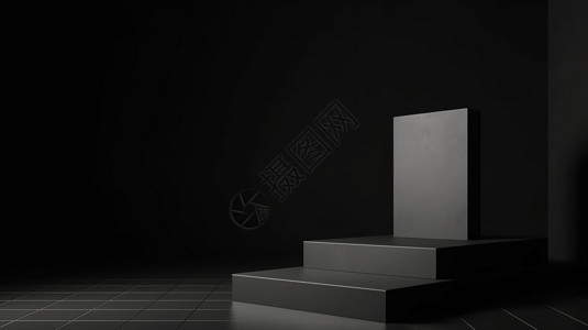 黑色台阶讲台背景图片