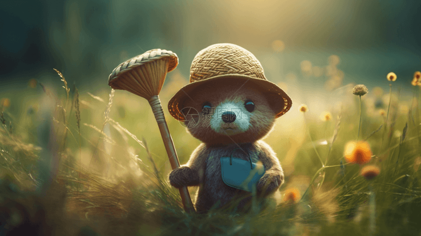 草丛里的小熊玩具图片