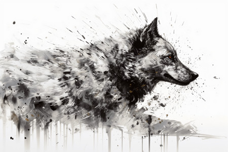狼的水墨画防狼喷雾高清图片