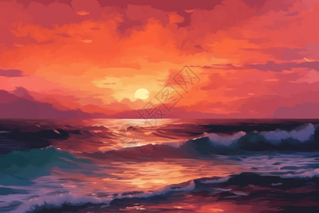 金色日落的海面背景图片