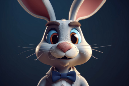 一个戴着领结的兔子图片