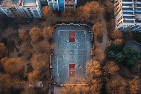 秋天的篮球场背景图片