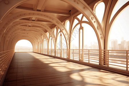拱桥长廊背景图片