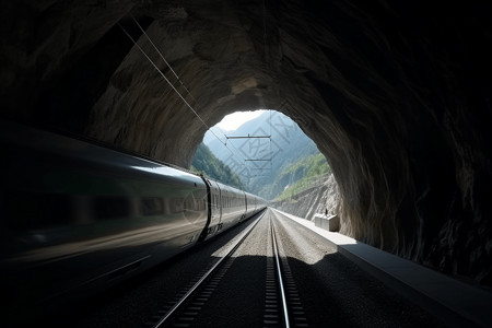 高速轨道高速火车穿越隧道背景