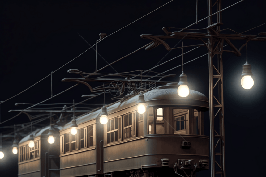夜里的火车图片