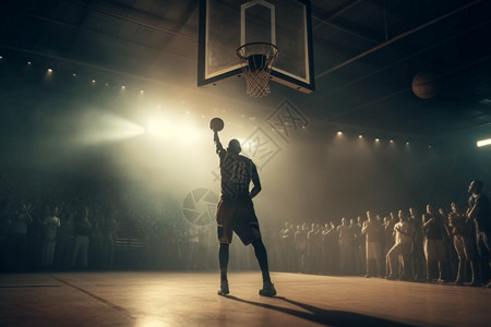 篮球运动员灌篮一个运动员正在灌篮背景