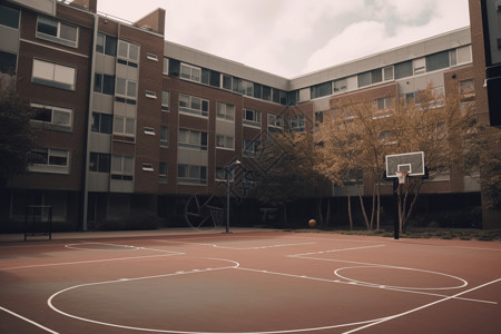 学校内的篮球场图片