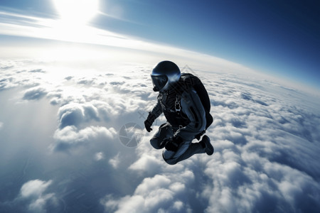 跳伞运动员滑过云层背景图片