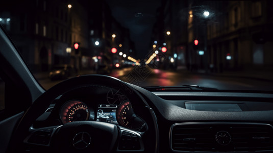 夜间行驶的汽车图片