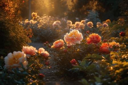 阳光玫瑰青提秋天的牡丹园设计图片