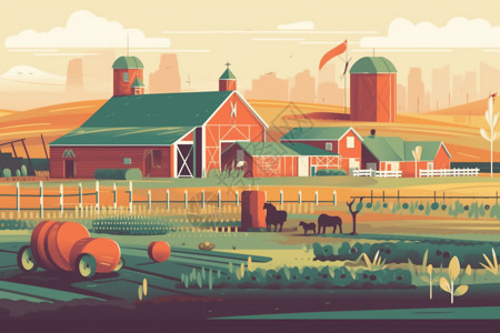 生产畜牧业当代商业化农业插画