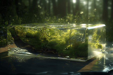 流体流过森林的3D抽象场景图片