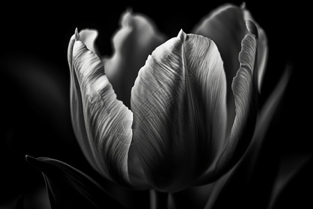 黑白色郁金香花朵背景图片