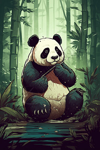 咀嚼竹子的熊猫图片