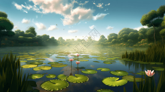立夏荷塘风景夏季荷塘之美设计图片
