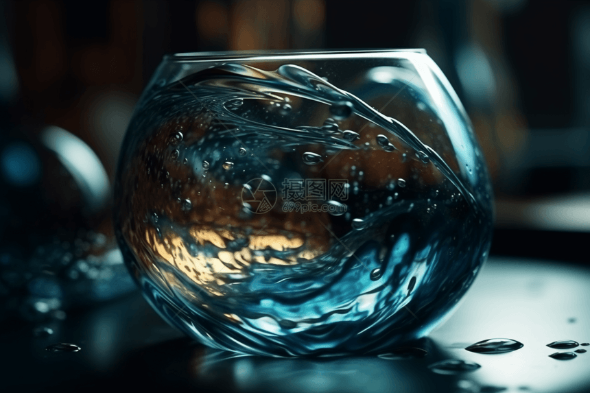 抽象形状的玻璃流体表面图片