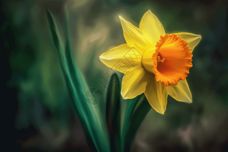 一朵黄色水仙花背景图片