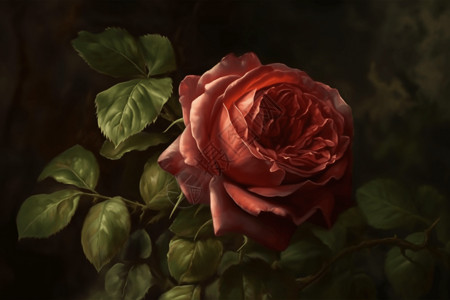 黑色背景下的红色玫瑰背景图片