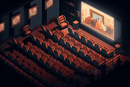 大屏幕下的电影院座位图片