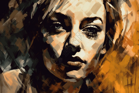 情绪焦虑焦虑的女人油画肖像插画
