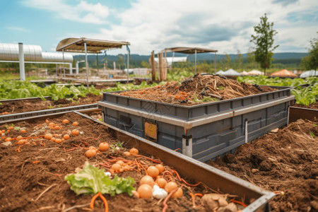 养料用堆肥和蔬菜种植有机花园背景