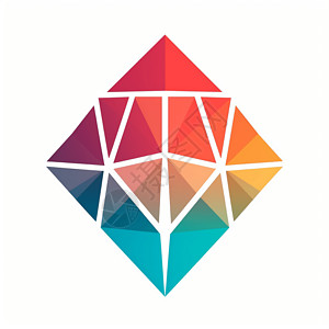 彩色钻石图案彩色方形logo插画