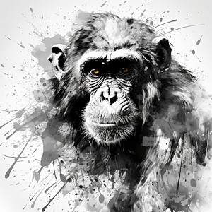 黑猩猩素描水墨图画高清图片