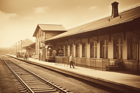 具有历史感的老式火车站背景图片