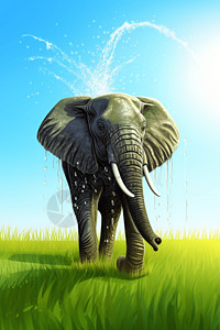 蓝天下的大象背景图片