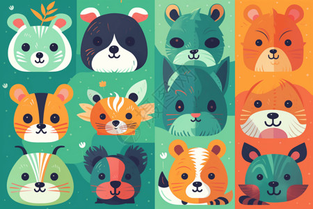 一组可爱的动物插图图片