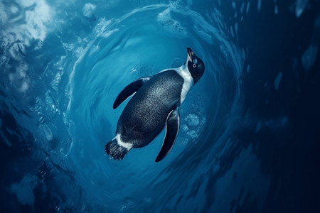 南极深海海洋里的企鹅插画