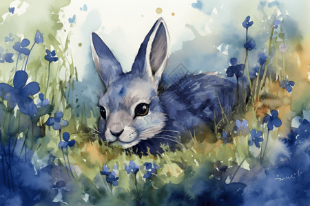 草坪里的兔子图片