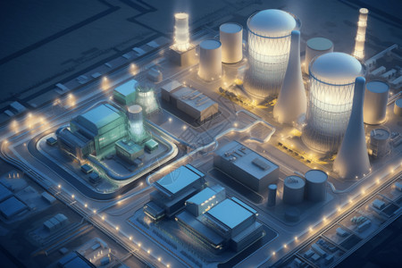 核反应核电站模型插画
