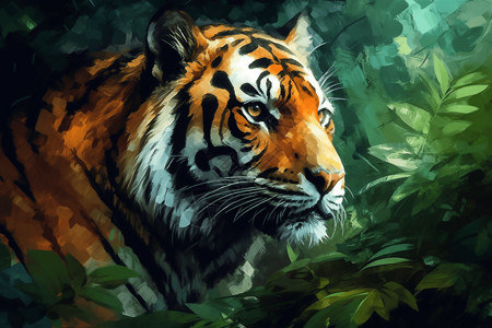 丛林老虎插画图片