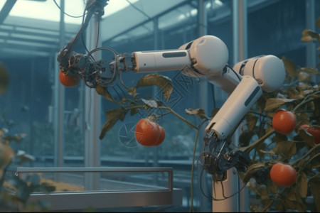 成熟的番茄温室中机械臂设计图片