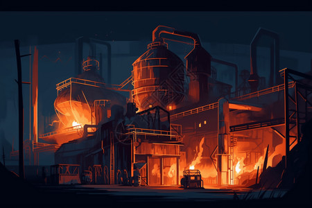 炼钢厂的插画图片