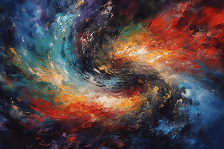 色彩缤纷的螺旋式星云抽象油画图片