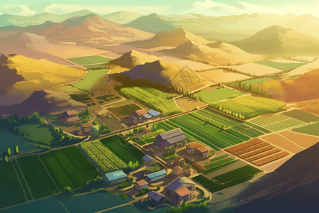 现代化生产郊区的农场插画
