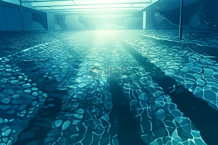 游泳池的水下透视图图片