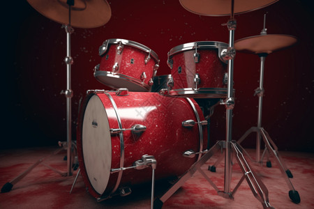 生鸡腿红色大气架子鼓乐器设计图片