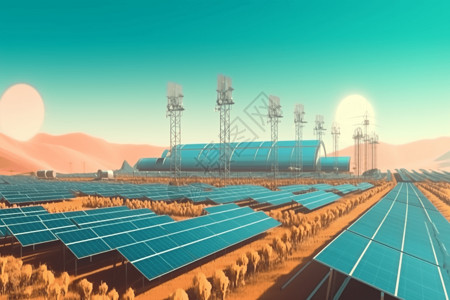 智能面板太阳能电池板的智能农场插画