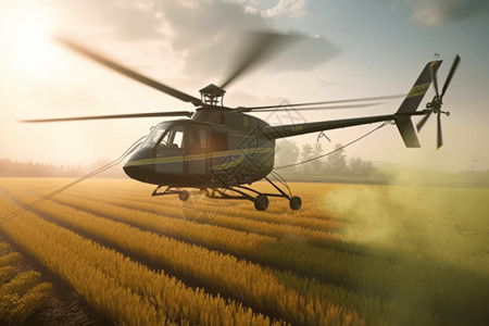 农田上的直升机图片