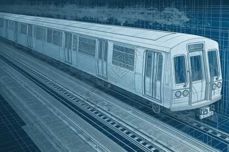 绘制图纸火车车厢绘制插画