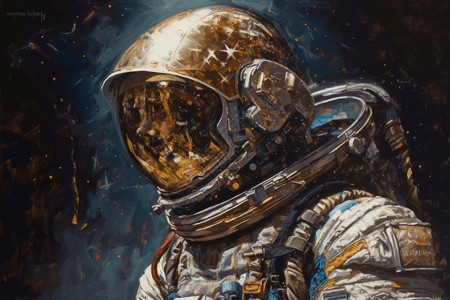 身着金银色调太空服的宇航员背景图片