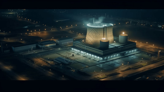 核反应核电工业厂插画