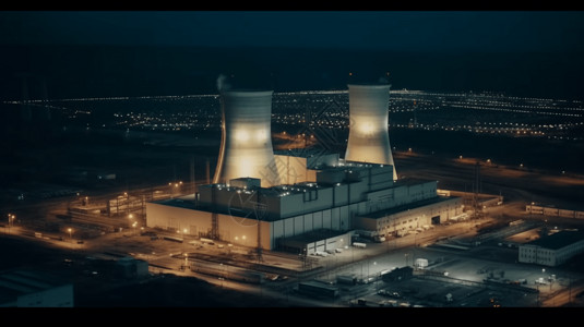 核电厂俯视图插画