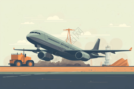 基建建设机场建设的插图插画