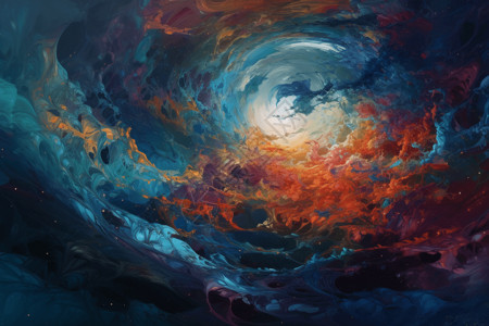 一幅充满活力的宇宙漩涡油画图片