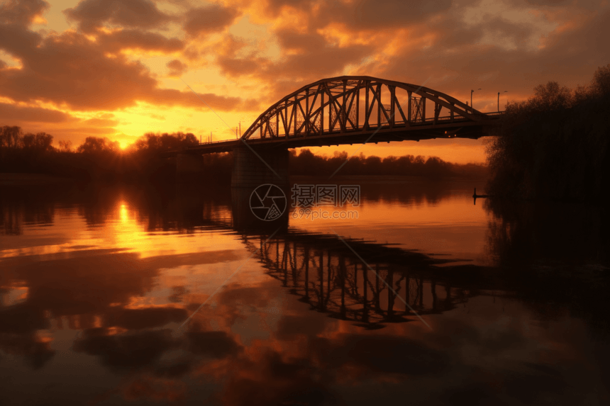 桥梁水中的反射照片图片